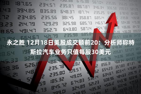 永之胜 12月18日美股成交额前20：分析师称特斯拉汽车业务只值每股30美元