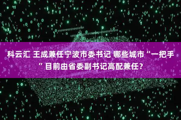 科云汇 王成兼任宁波市委书记 哪些城市“一把手”目前由省委副书记高配兼任？